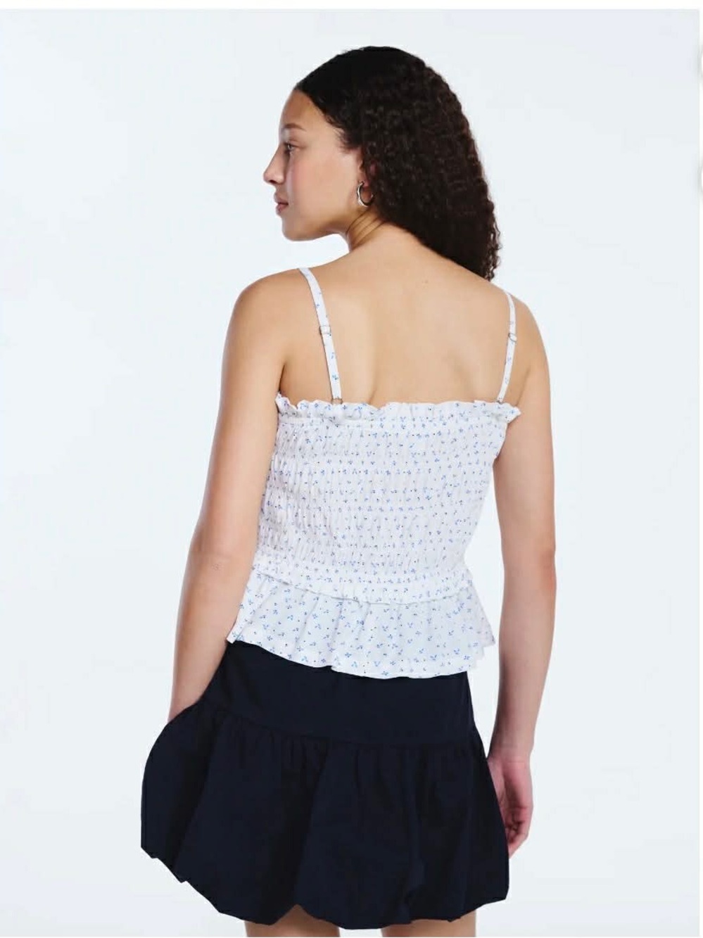 Women's Smocked Top With Peplum Hem Tank Top Size L - Picture 8 of 10